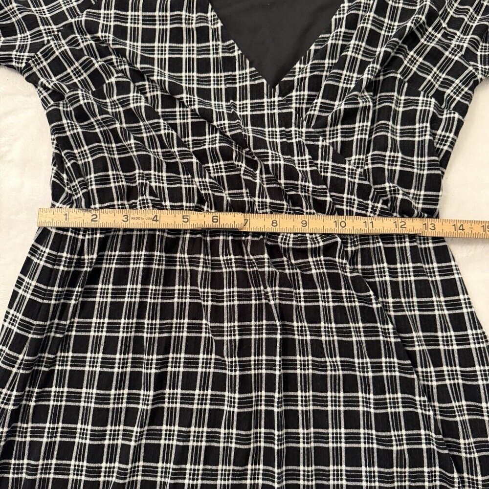 Loft Faux Wrap Dress Size Sm Black White Plaid Gingham Workwear Church - Picture 13 of 15